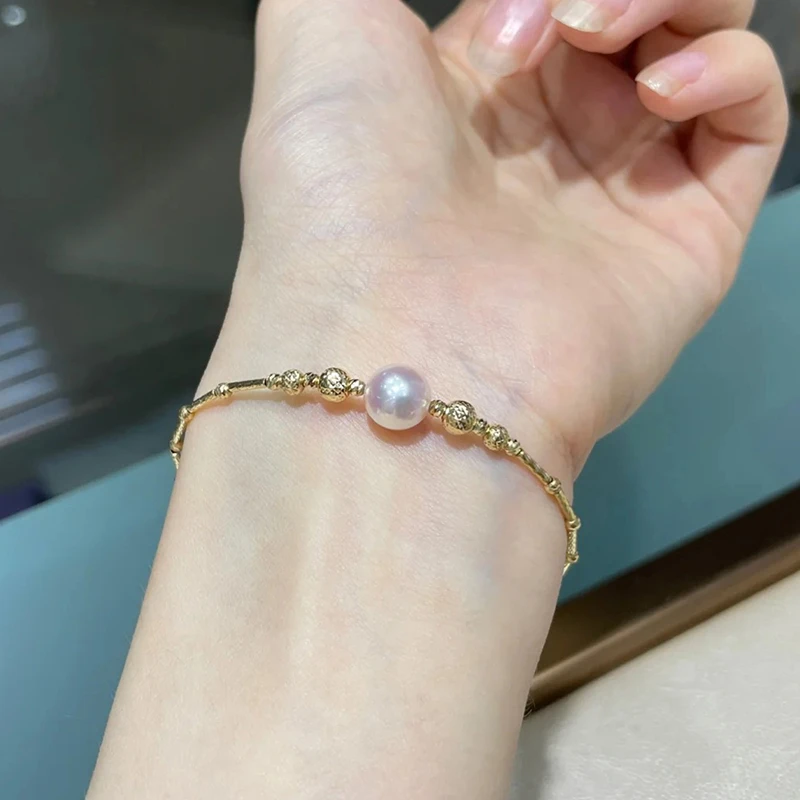 汀白大颗珍珠手链手串单颗8-9mm白色正宗诸暨淡水爱迪生赛akoya女