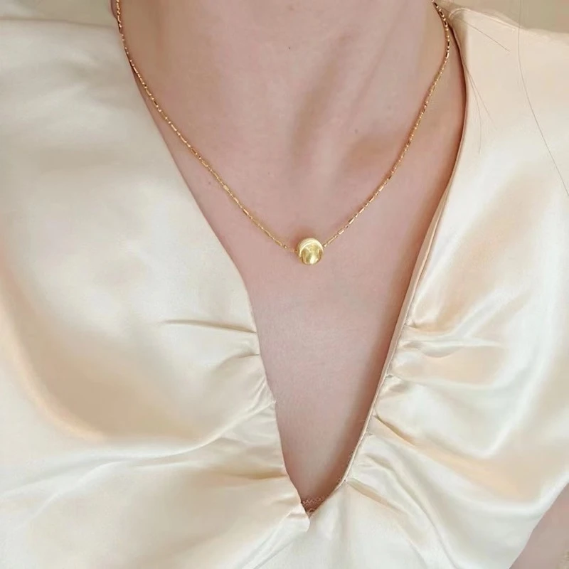 坠链均925银 【DING Design】小众设计拉丝圆珠猫眼项链DD 9270