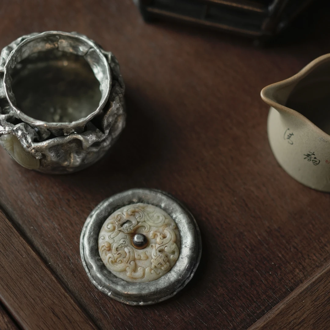 侘寂风锡茶仓复古醒茶手工茶叶罐中式茶道配件