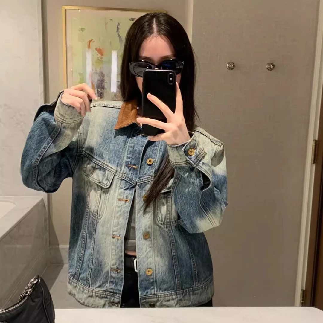 蓝色牛仔外套女ins潮春秋冬设计感小众韩版宽松美式复古休闲夹克