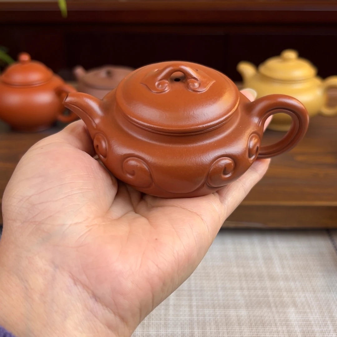 立***行茶壶紫砂朱泥仿古如意全手100cc