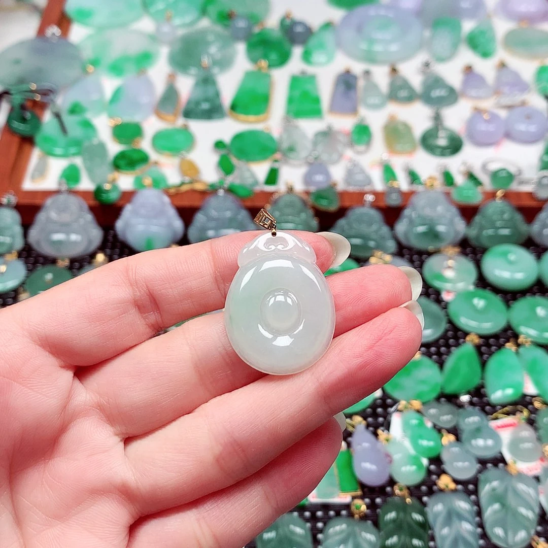 翡翠18K金镶嵌吊坠(不含链)