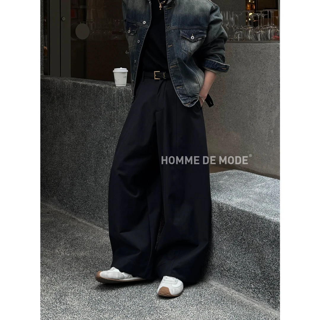 HOMME DE MODE定制斜纹羊毛混纺面料 中线固形工艺垂感小弯刀西裤
