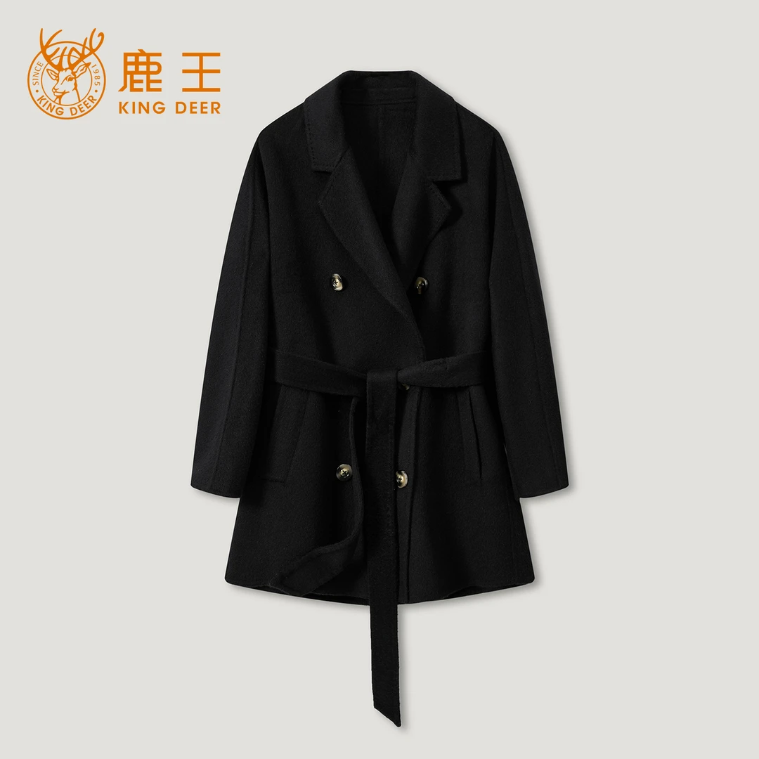 【达人专属】King Deer/鹿王25年女式短款牦牛绒大衣L805406