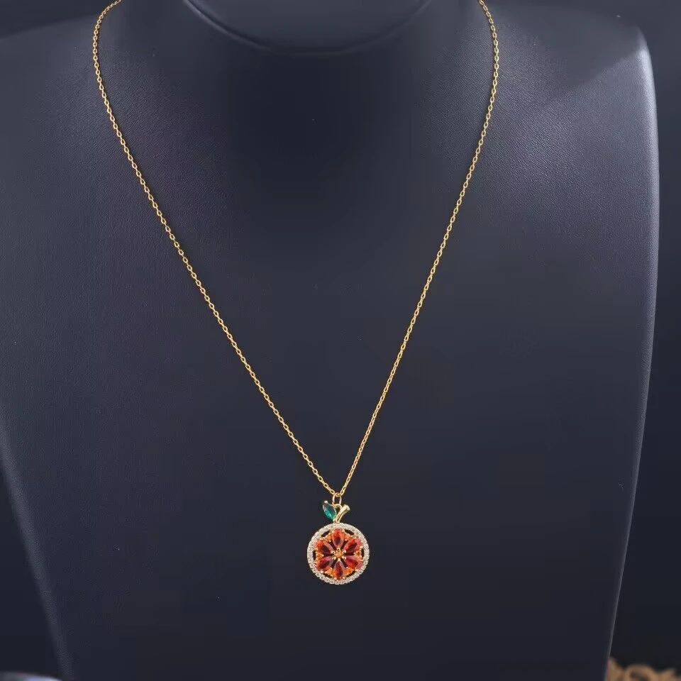 铜合金项链 《货号8109》小众个性红色柠檬项链