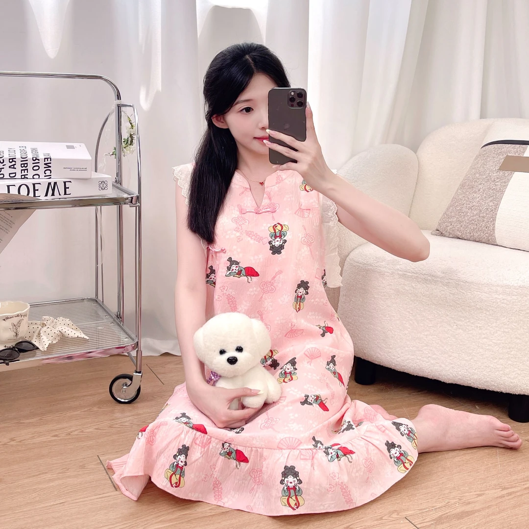 带胸垫睡衣女款爆款2025新款甜美风背心睡裙可外穿夏季宽松家居服