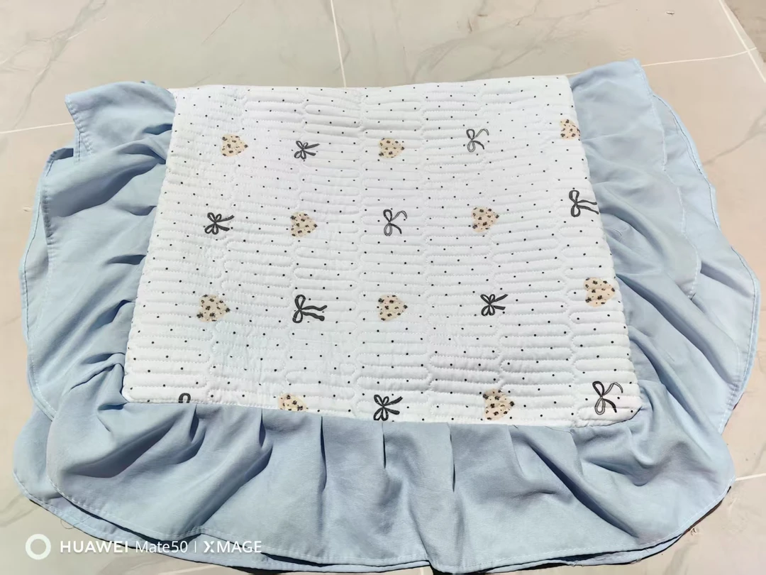 爱心蝴蝶结48*74针织棉加厚绗缝裙边枕套