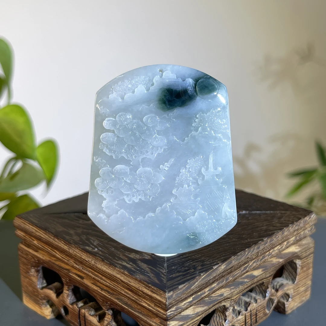 JTA18-27 天然缅甸A货翡翠 山水牌