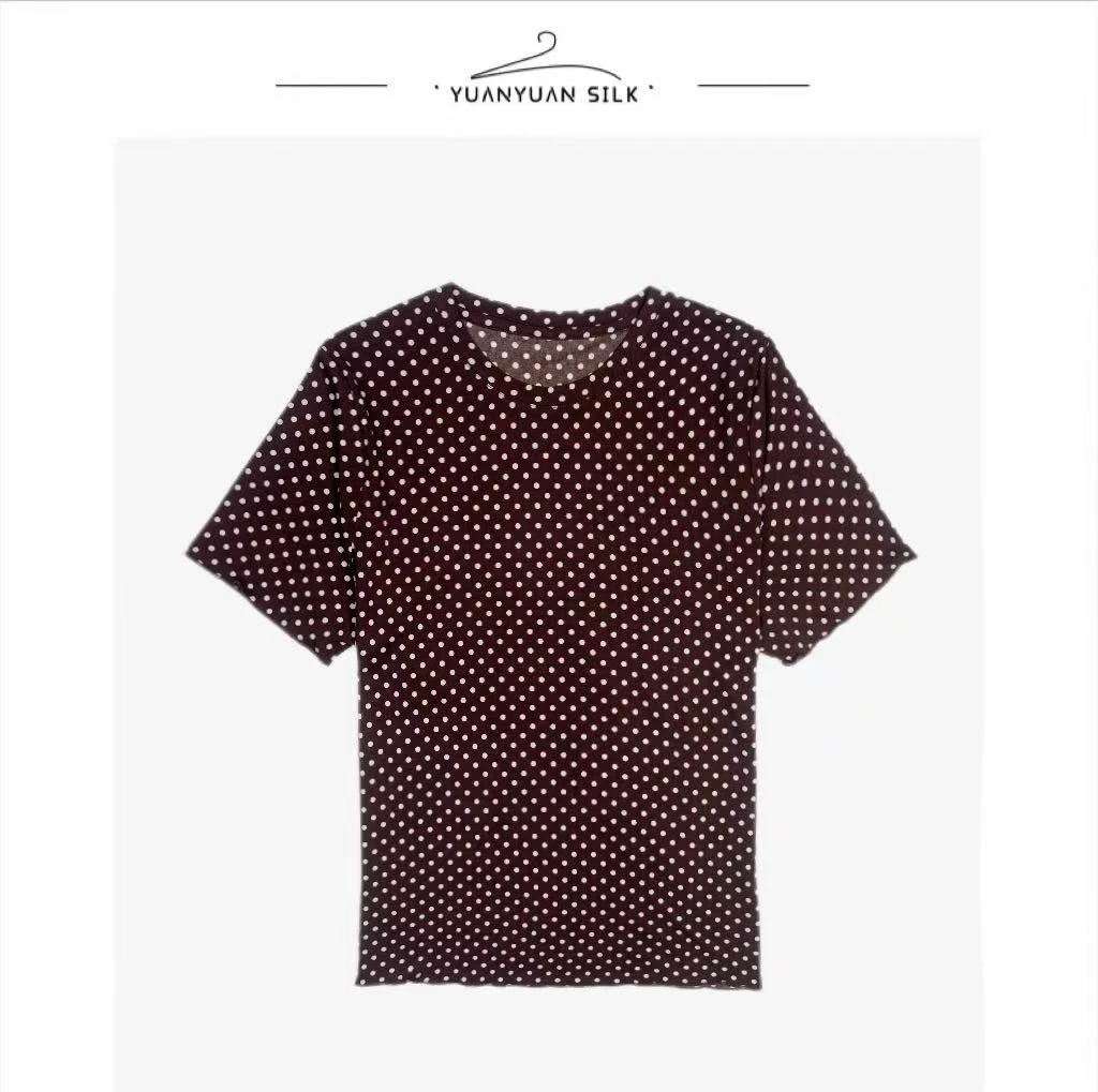 A 经典波点【100%加捻桑蚕丝/光泽感/不软塌/纵享丝滑】上衣女y131