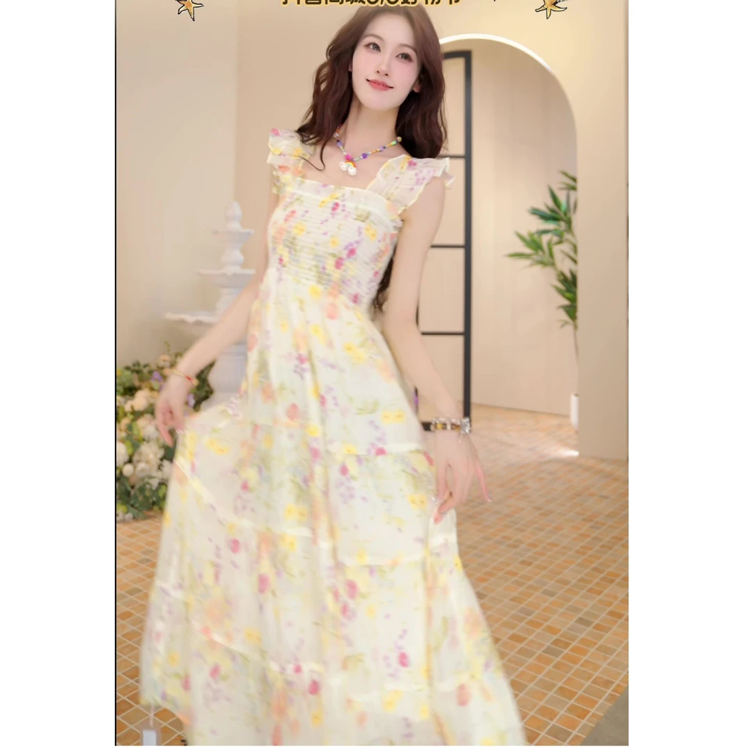 妖精的口袋泡泡袖法式浪漫连衣裙女2025年夏季新款仙女裙森系