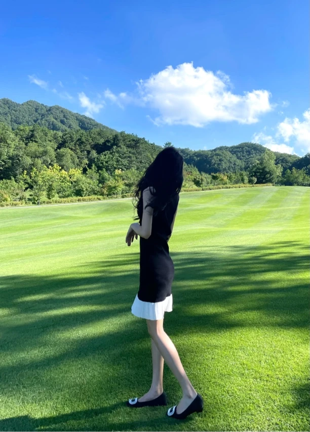 气质夏季圆领无袖拼接撞色薄款连衣裙显瘦针织时尚休闲修身