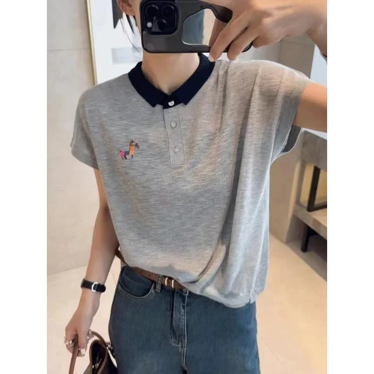 【小马polo领】时尚夏季薄款宽松飞飞袖坎肩针织短袖女