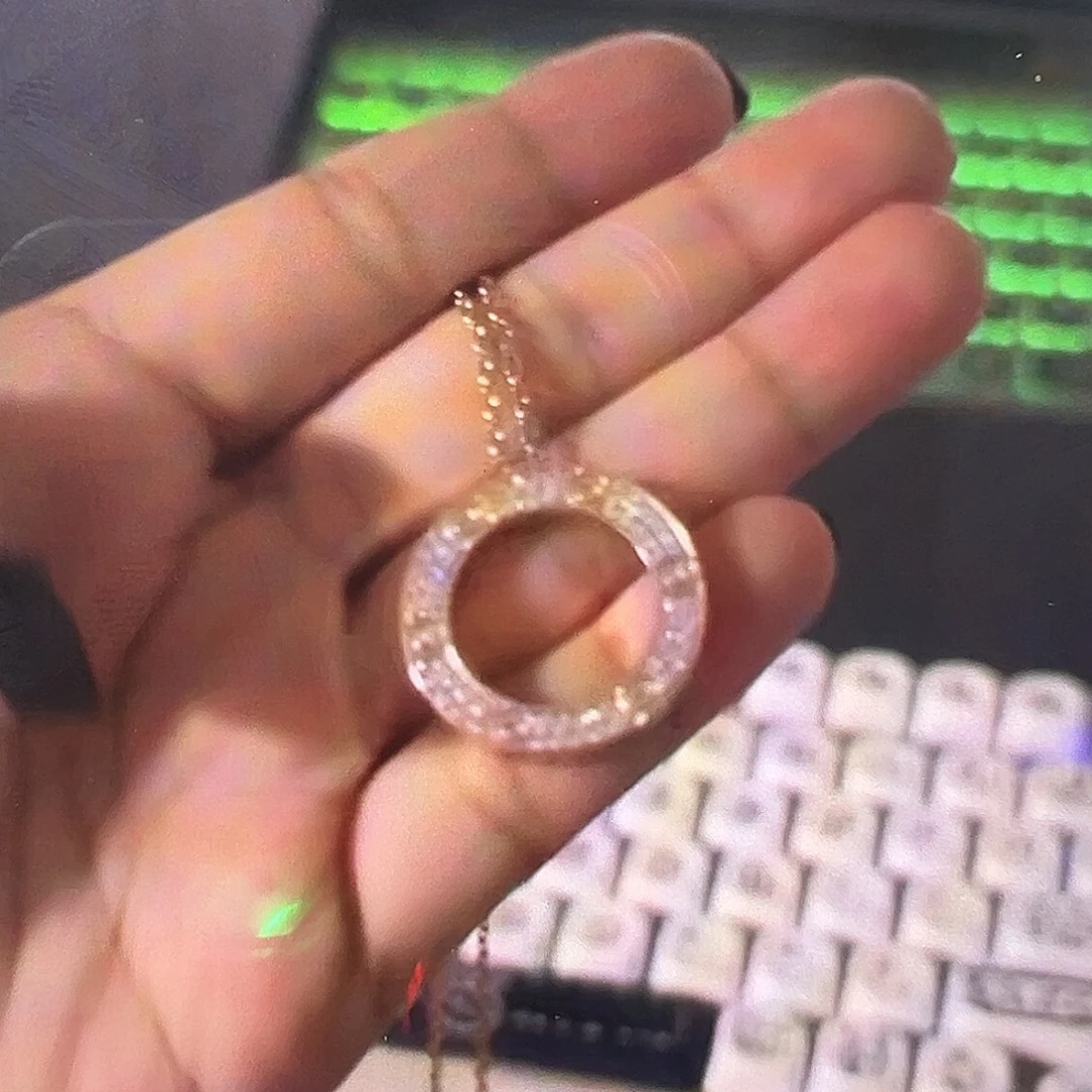 大理石非金属卡漫天星项链白金色