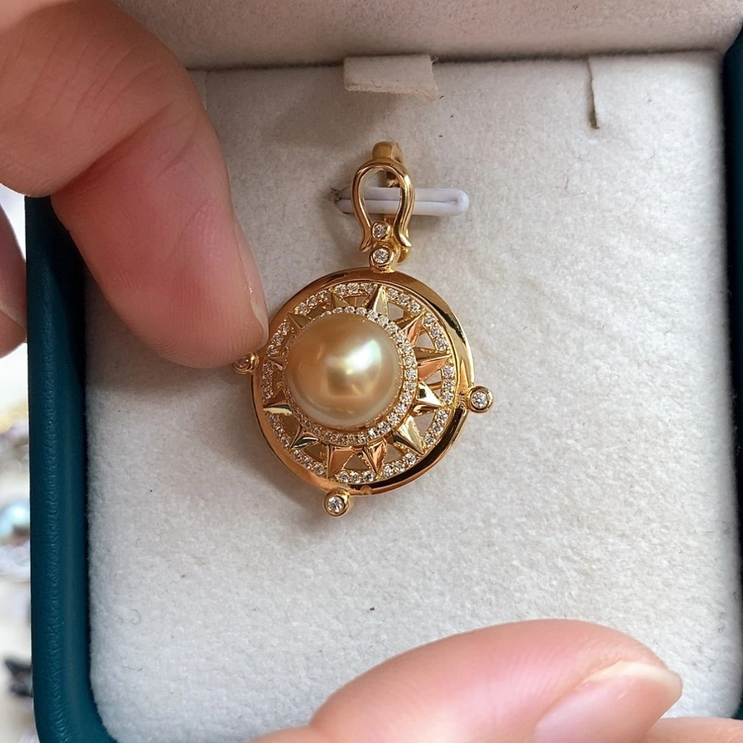 银S925镶嵌海水珍珠吊坠(不含链)