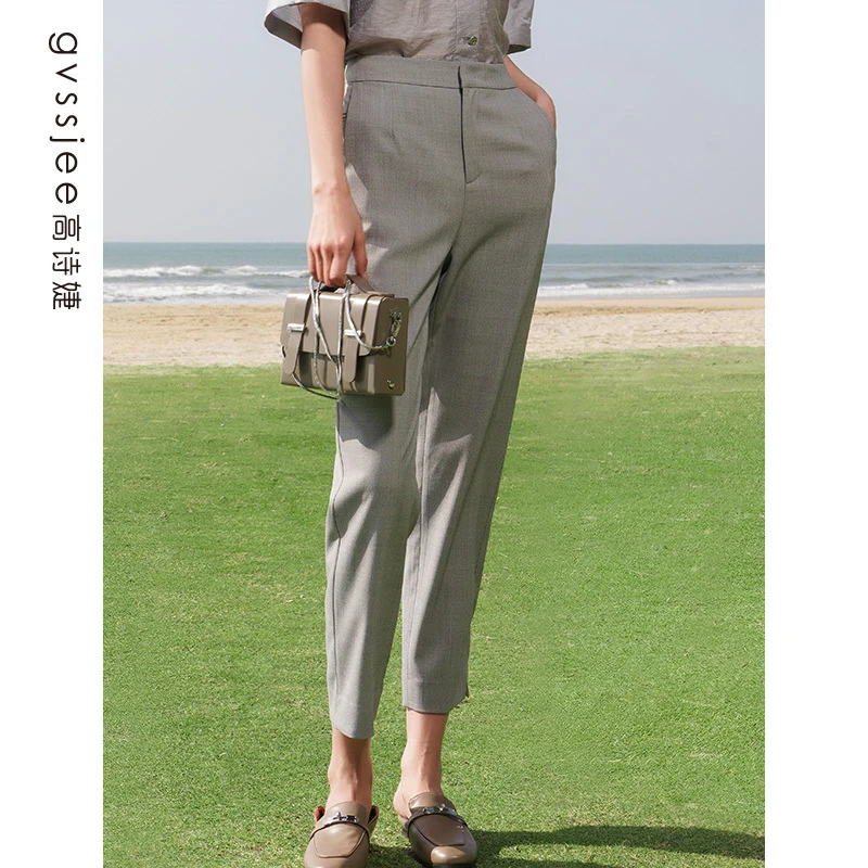 高诗婕夏季新款商场同款简约烟管休闲裤百搭长裤242382050-71