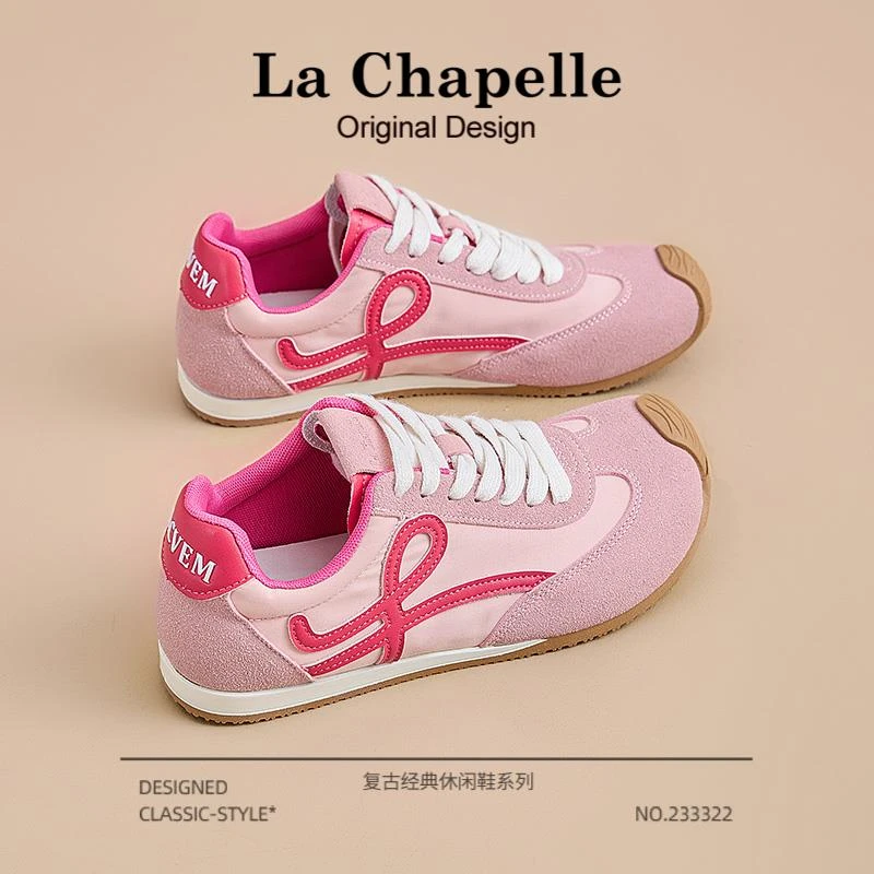 拉夏贝尔德训鞋女2025新款冬季透气百搭复古阿甘鞋厚底休闲运动鞋