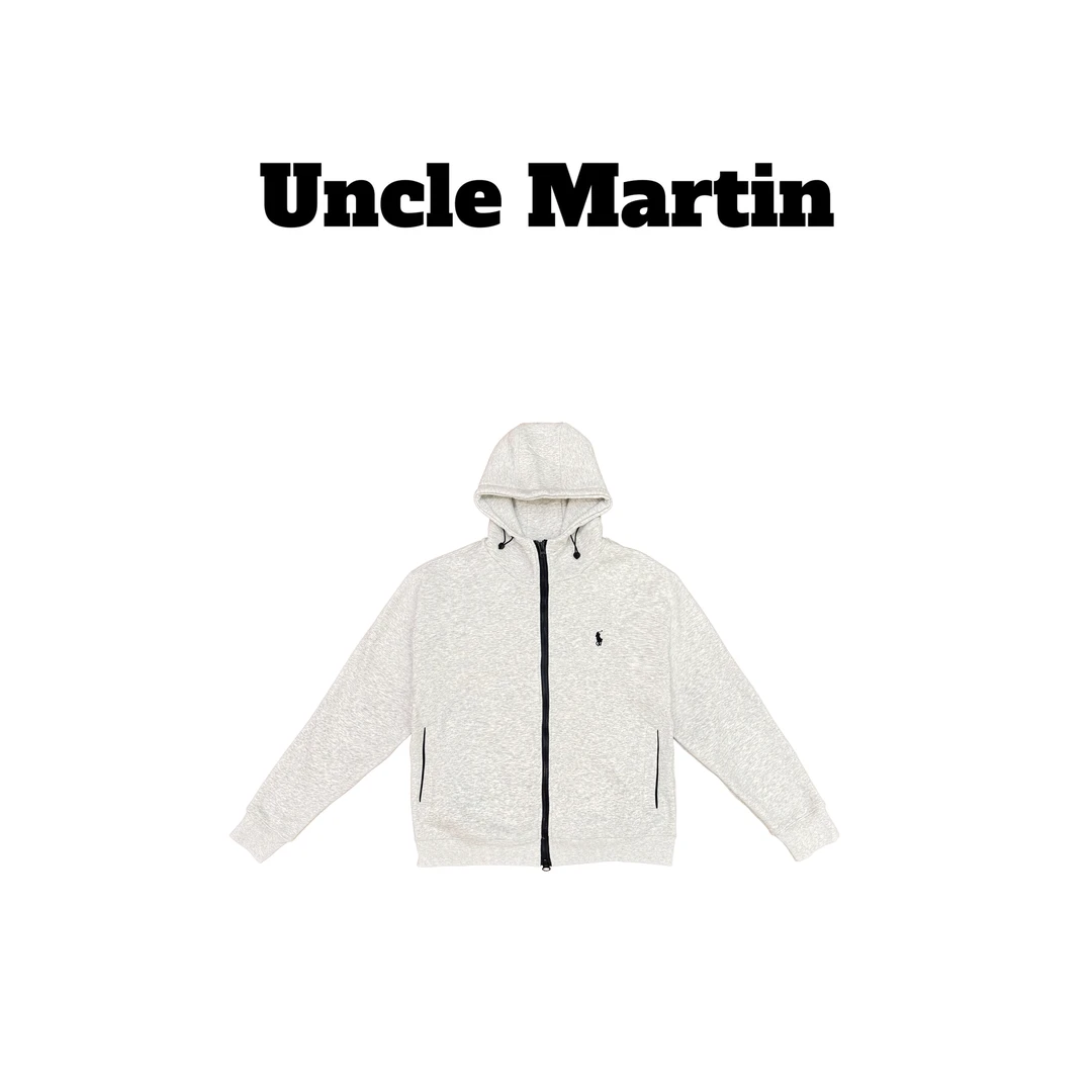 马丁叔叔 秋冬高级时尚设计感百搭双拉链连帽卫衣 646