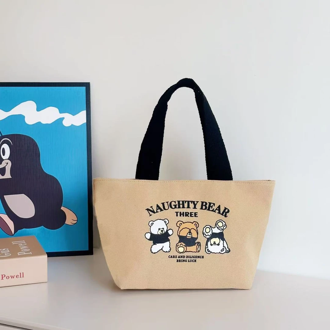 四季新款小号手提包加厚帆布女包上班族大容量通勤包大容量便当包