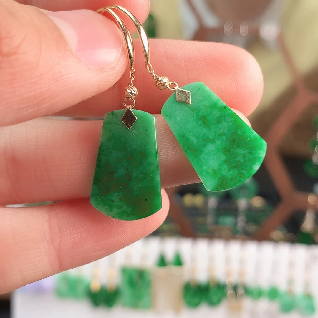 翡翠耳饰18K金镶嵌耳饰