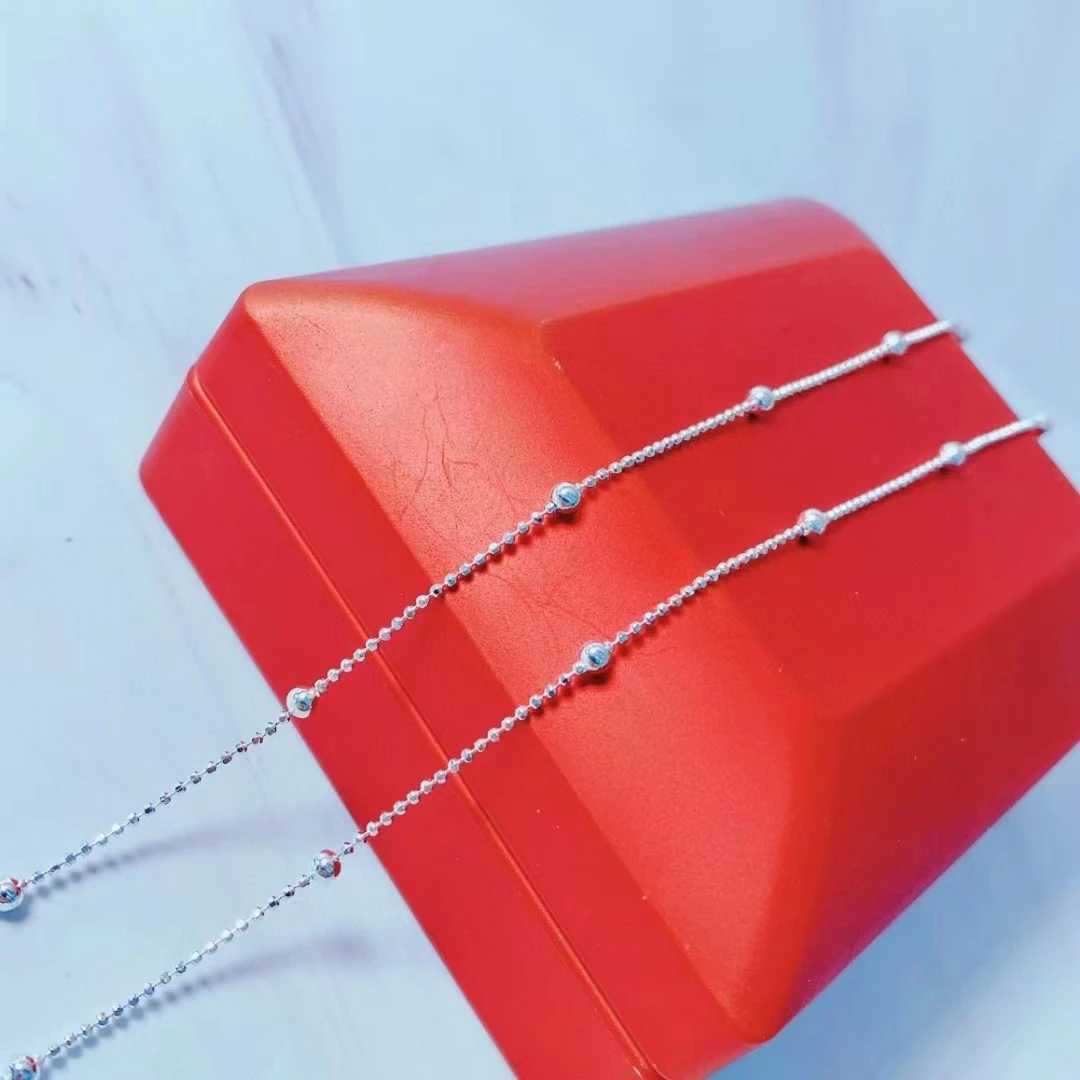 银谣 链子足银 间珠镭射项链 42+3厘米 单项链