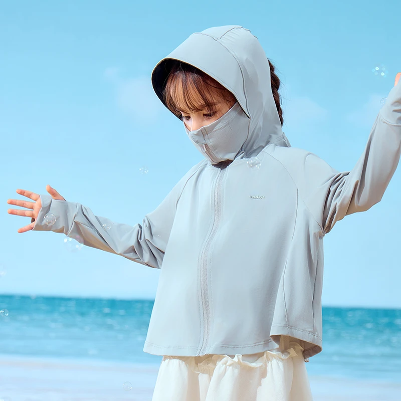 儿童防晒衣夏季女童防晒服冰丝凉感男童皮肤衣宝宝斗篷外套空调衫
