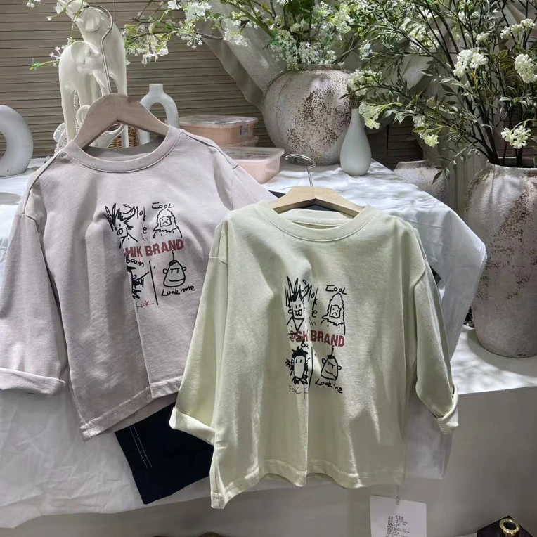 L3-3。7528韩版秋款卡通印花长袖男女童适用