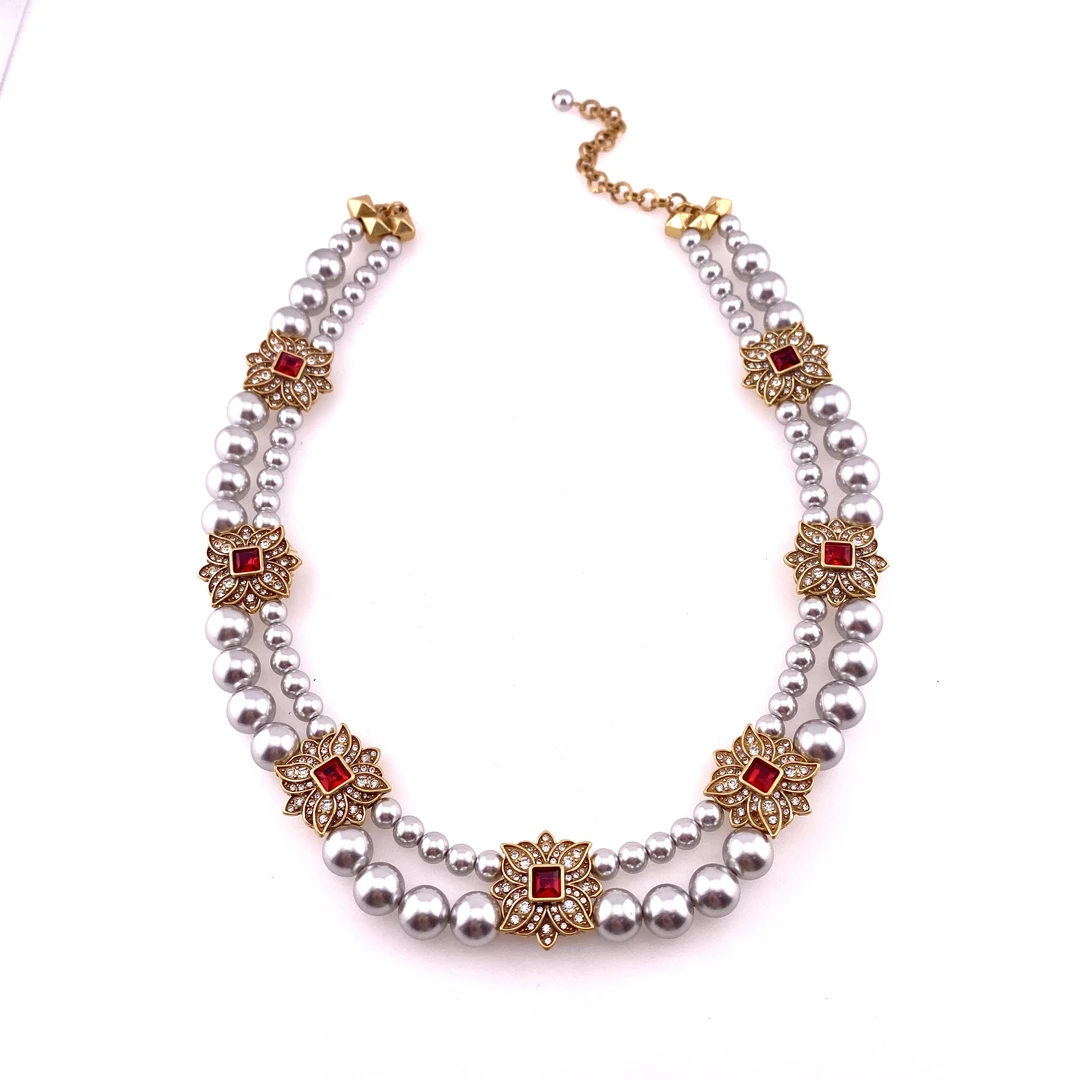 铜合金锆石项链 G025复古重工项链欧美瑞丽时尚气质设计师