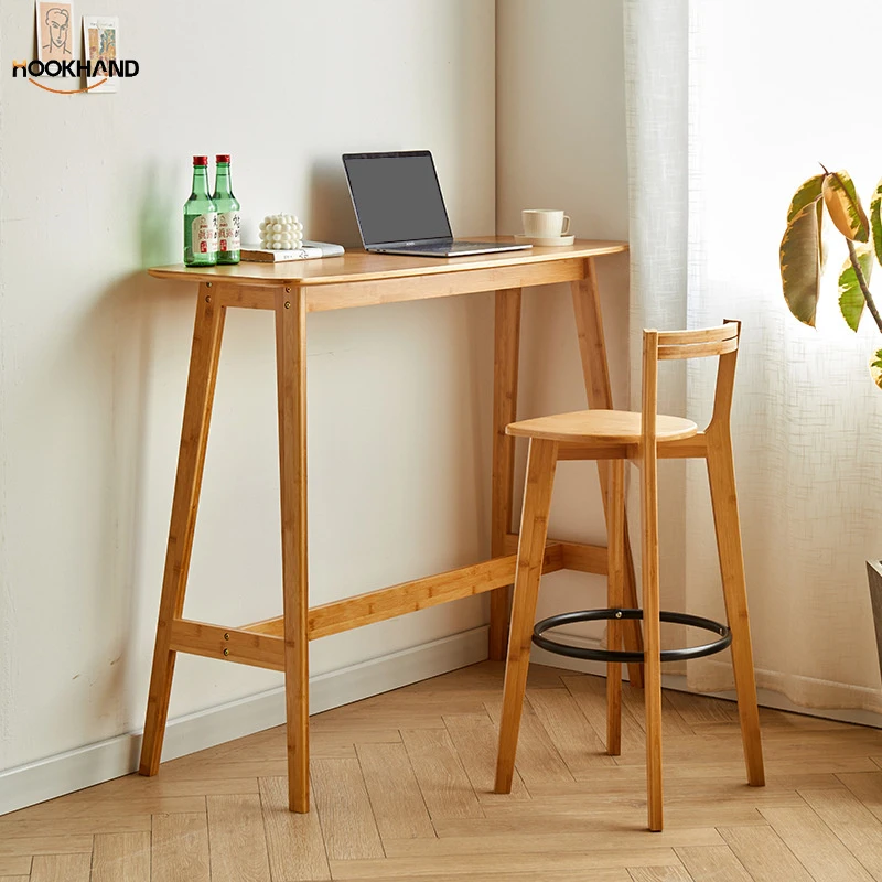 现代简约家用吧台桌椅奶茶店桌椅酒吧前台椅吧椅高脚桌靠墙桌