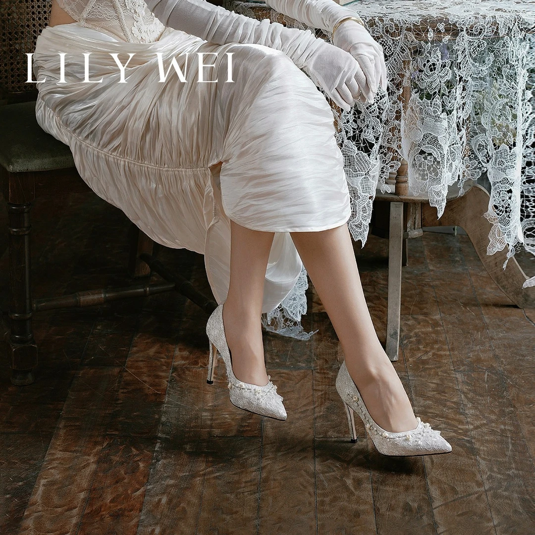 Lily Wei【旧巷春深】设计感绝美高跟鞋优雅气质宴会鞋大码414243