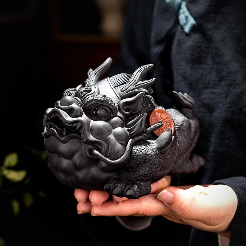 紫砂金蟾摆件可养招财茶台蟾蜍茶宠茶桌茶盘精品茶道大号茶具配件