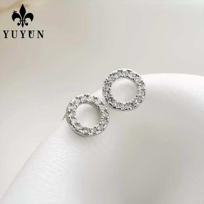 925银合成锆石耳饰 韩版几何s925纯银耳环甜美小清新百搭锆石高级