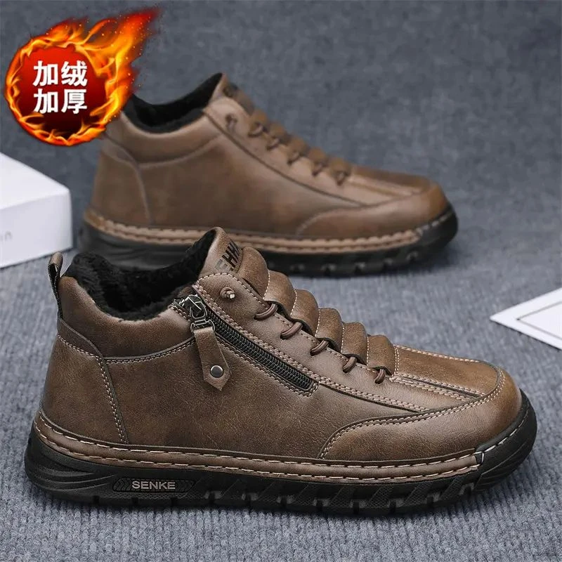 森刻步董冬新款男高帮加绒加厚大棉鞋休闲百搭轻便潮流防水雪地靴