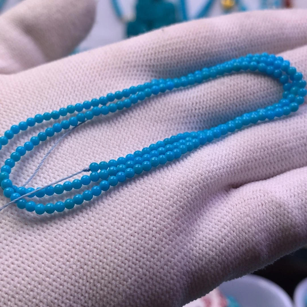 绿松石未镶嵌小米珠项链