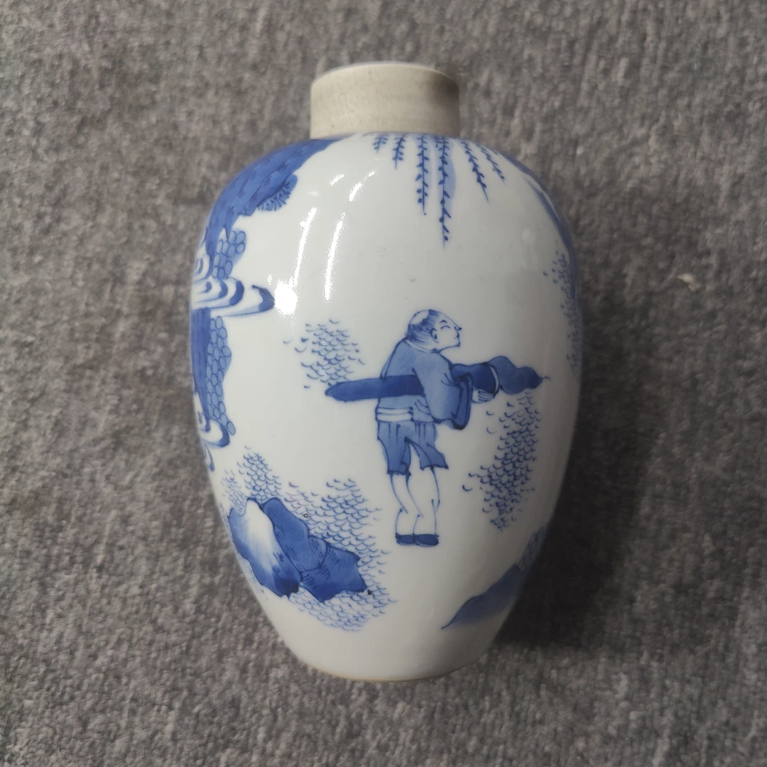 古陶瓷青花人物冬瓜瓶