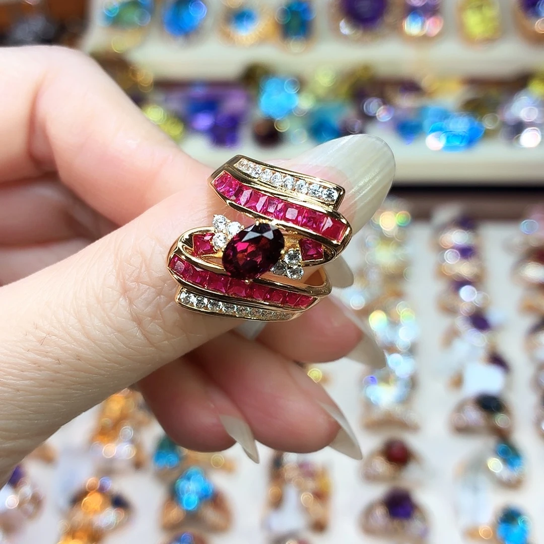 银S925镶嵌石榴石戒指