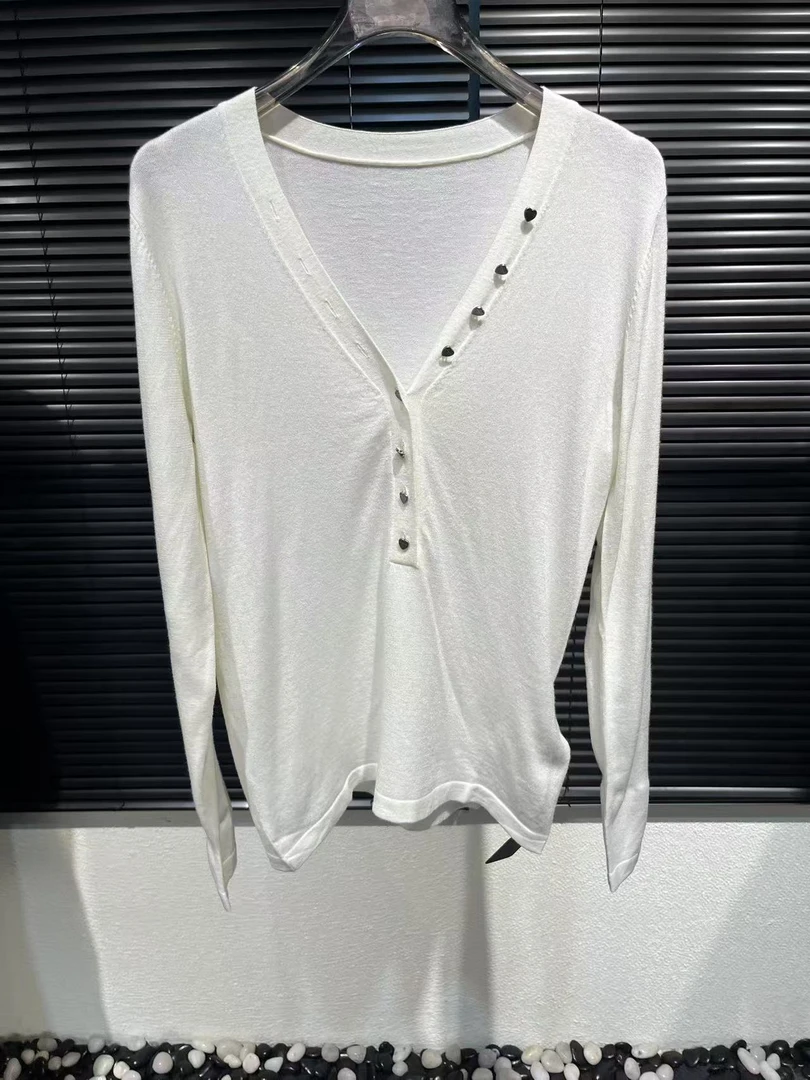 B215韩系V领修身上衣25夏新洋气显瘦薄款内搭打底衫