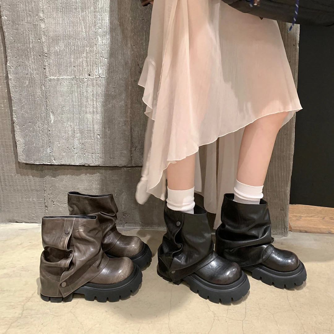 「稳叔」回忆录【增高6cm】筒靴骑士靴英伦风短靴秋冬短筒时装靴
