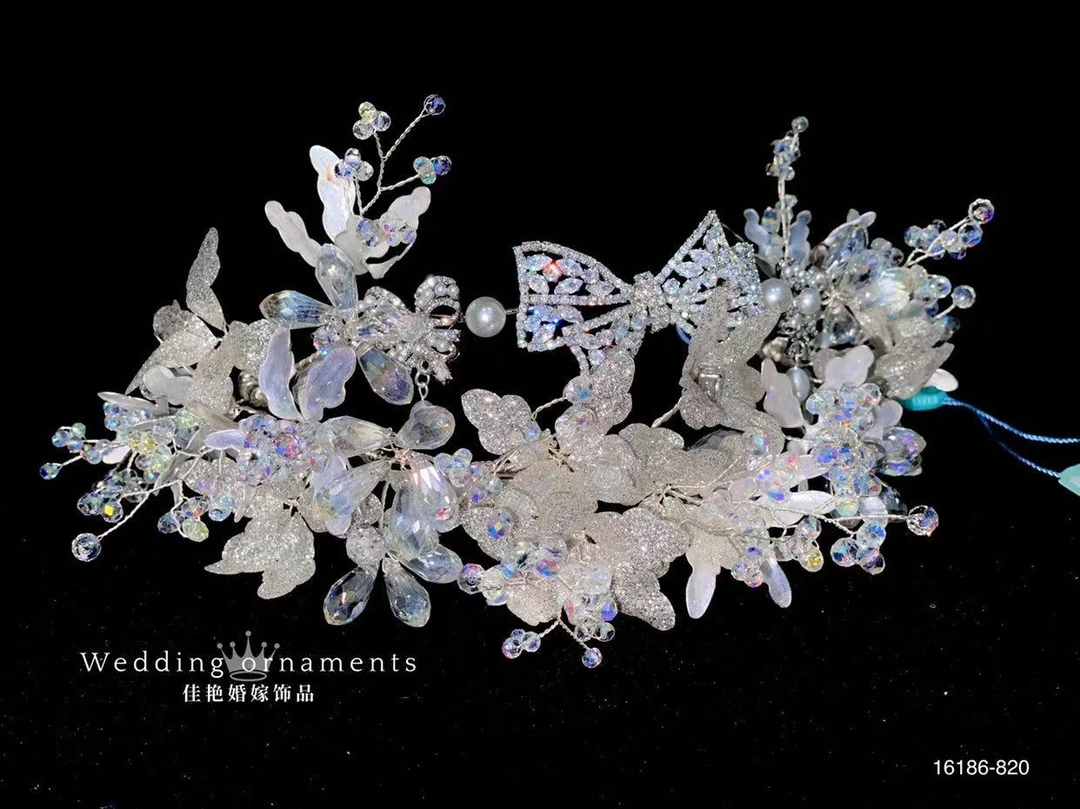 16186ete仙气镂空蝴蝶结皇冠唯美百搭新娘头饰