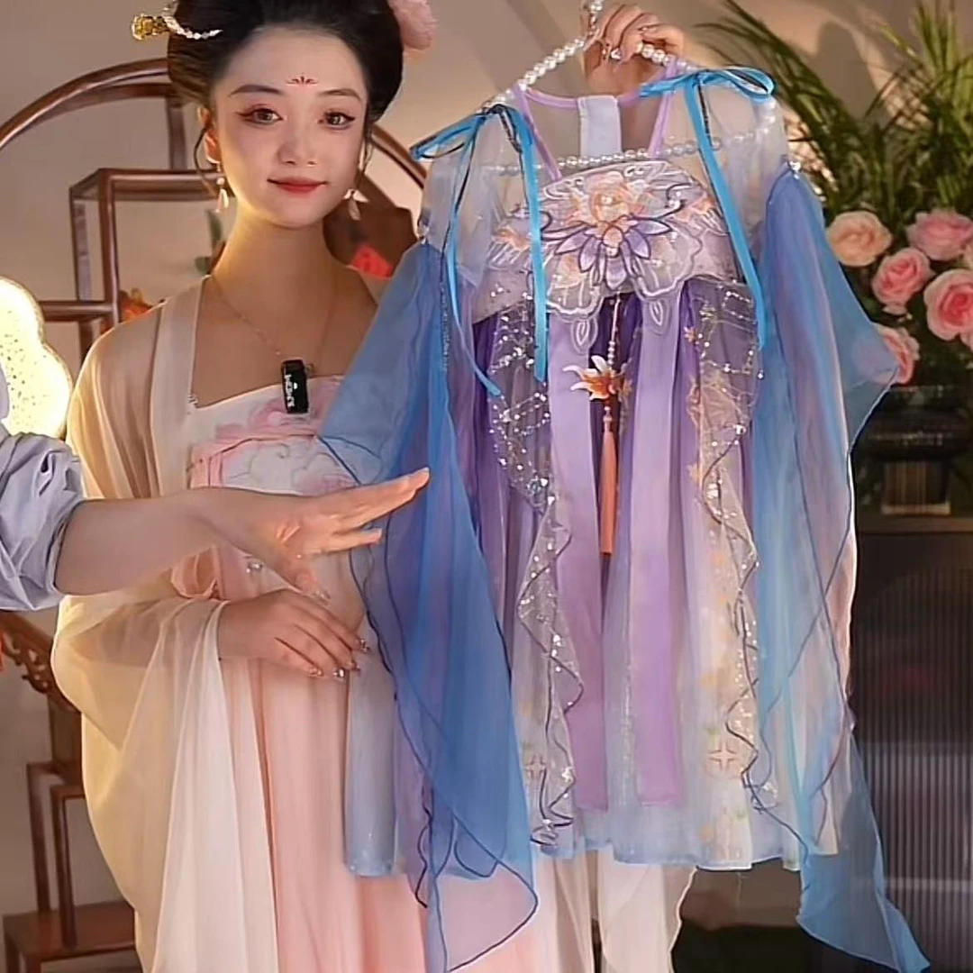 W【紫月星河】2025新款女童国风仙气中国风夏季汉服裙25200