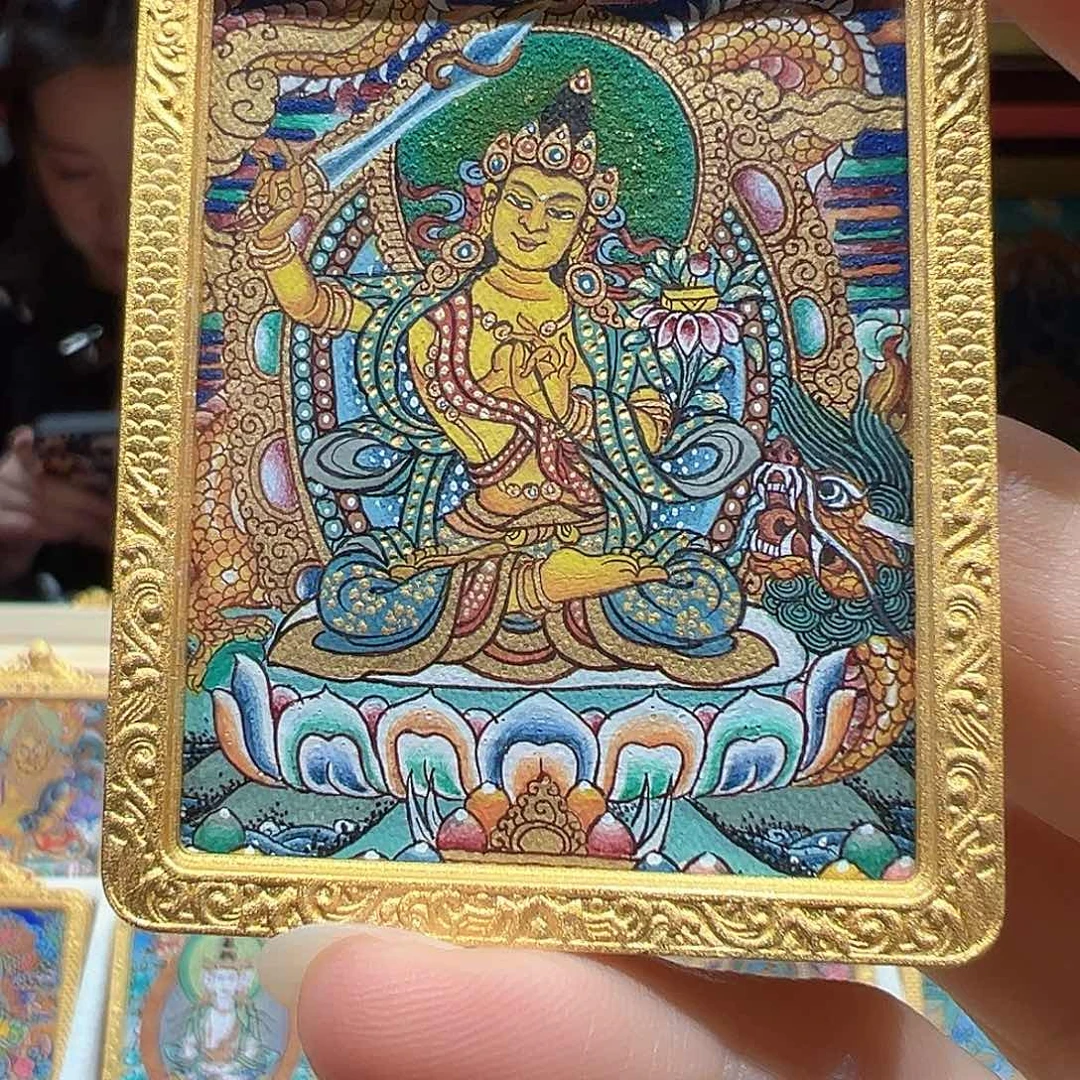 吊坠全手绘热贡唐卡文殊菩萨