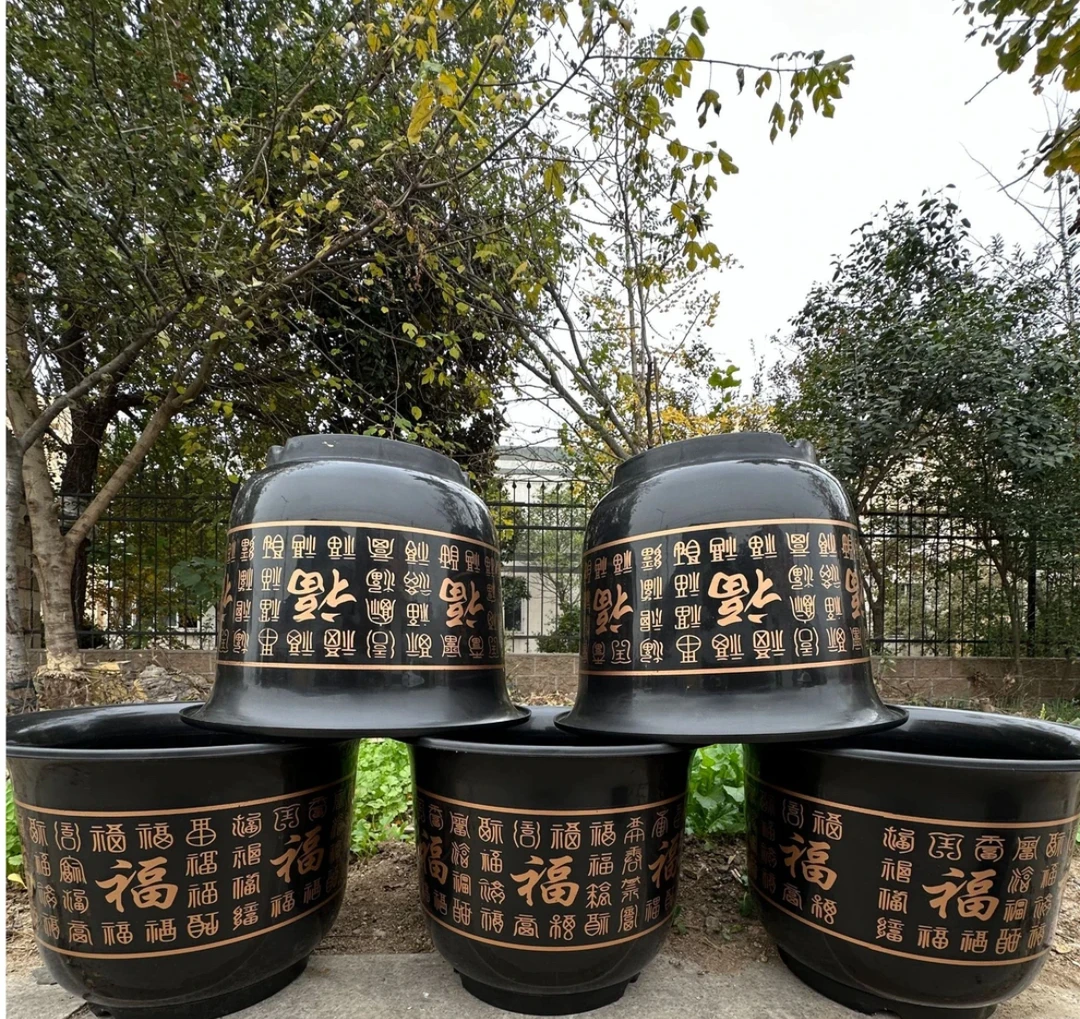 F1【五个】加厚大号32口径树脂花盆仿陶瓷果树盆特价塑料大花盆