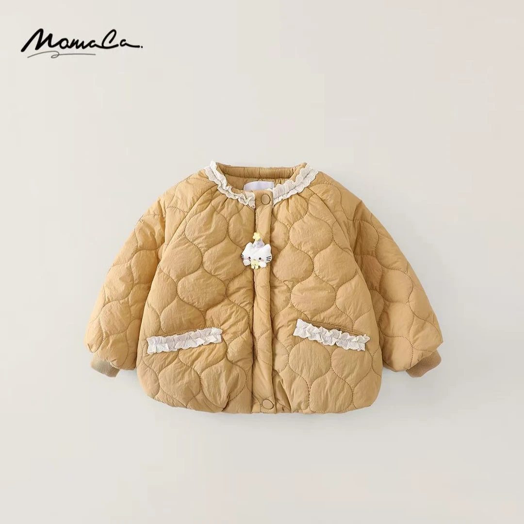 MOMOCO冬季新款女童洋气翻领玩偶棉服加绒外套保暖77830138002