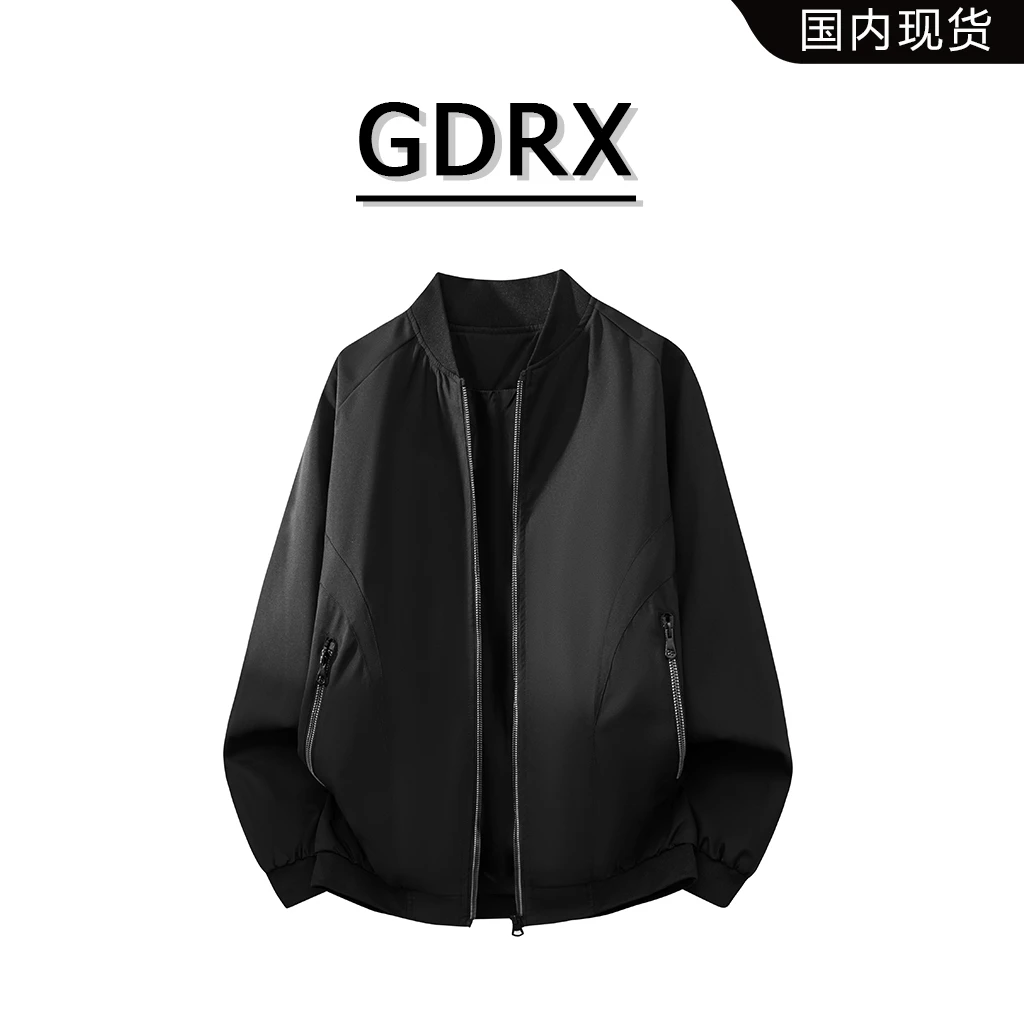 GDRX纯色复古潮流夹克男秋冬宽松休闲外套高级感轻奢痞帅男生衣服