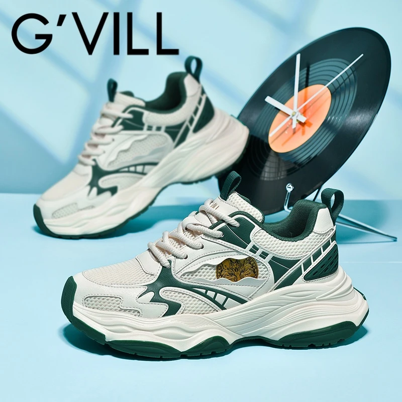 G’VILL/贵之步低帮休闲鞋秋季男士透气潮流百搭软底耐磨系带网面