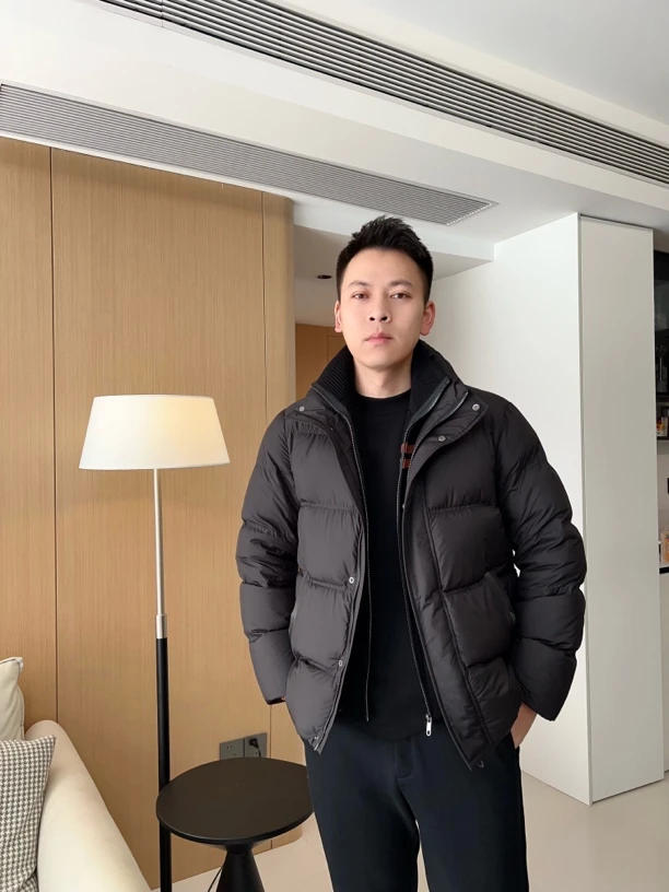 【RAY STUDIO】黑钻轻奢羽绒服男士90白鸭绒拼接羽绒夹克假两件9099