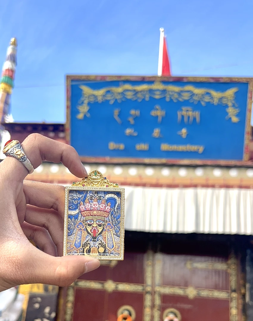 扎基拉姆蓝唐单龙4*5cm西藏纯手绘（拉萨直发）