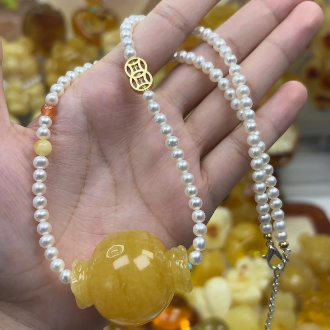 未镶嵌蜜蜡裸石蜜蜡吊坠打孔不退不换