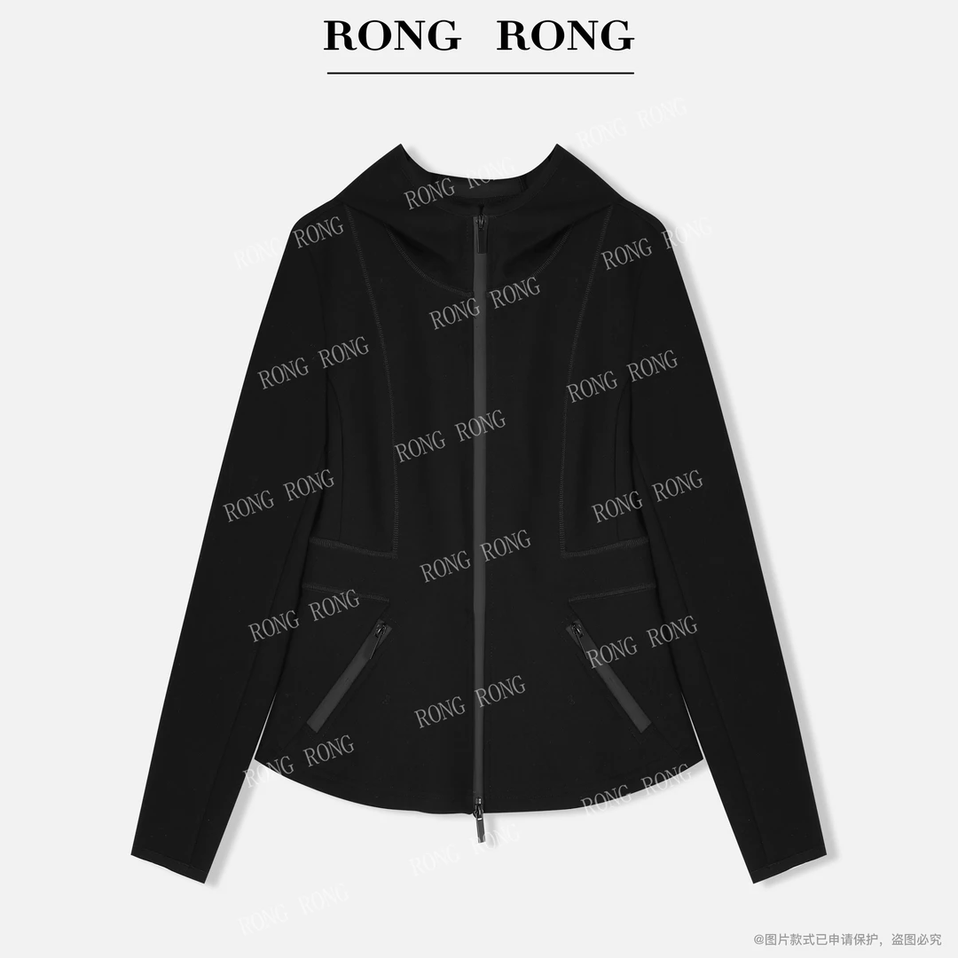 溶溶【简系日常】RONGRONG 显瘦双拉链口袋休闲连帽卫衣YMQ3852W