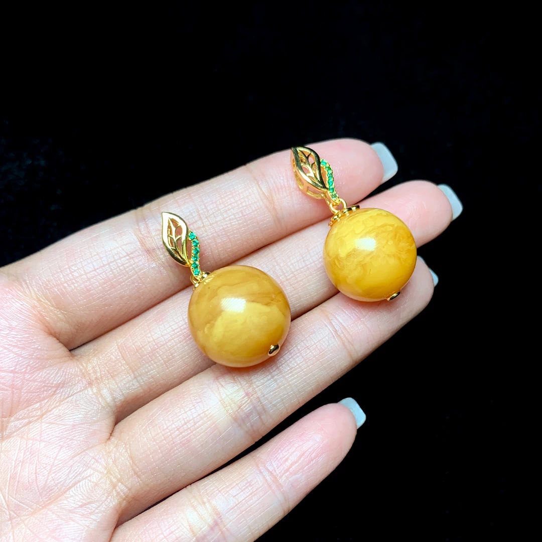 【云上叙】V95665-K-S925银蜜蜡吊坠-多样性发一件-14.5mm+（商城）