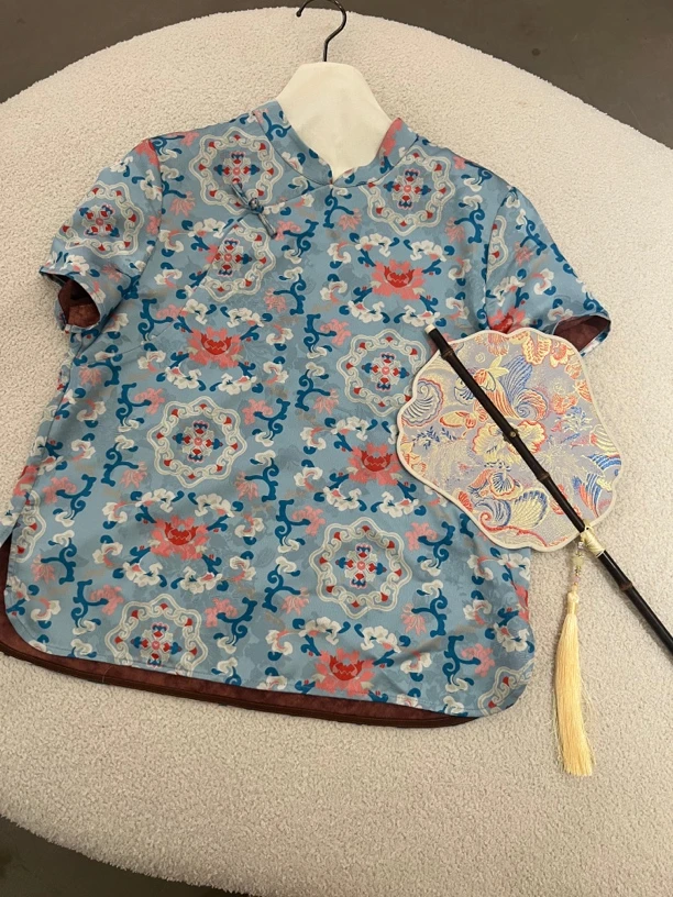 南油朱朱5复古高级蓝色衬衣0037